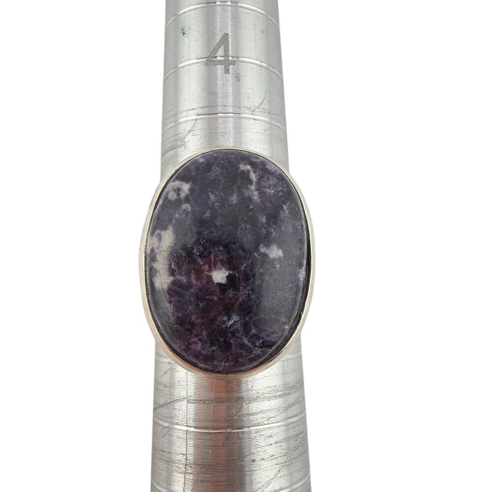 Sterling Silver Oval Charoite Statement Ring Size 7